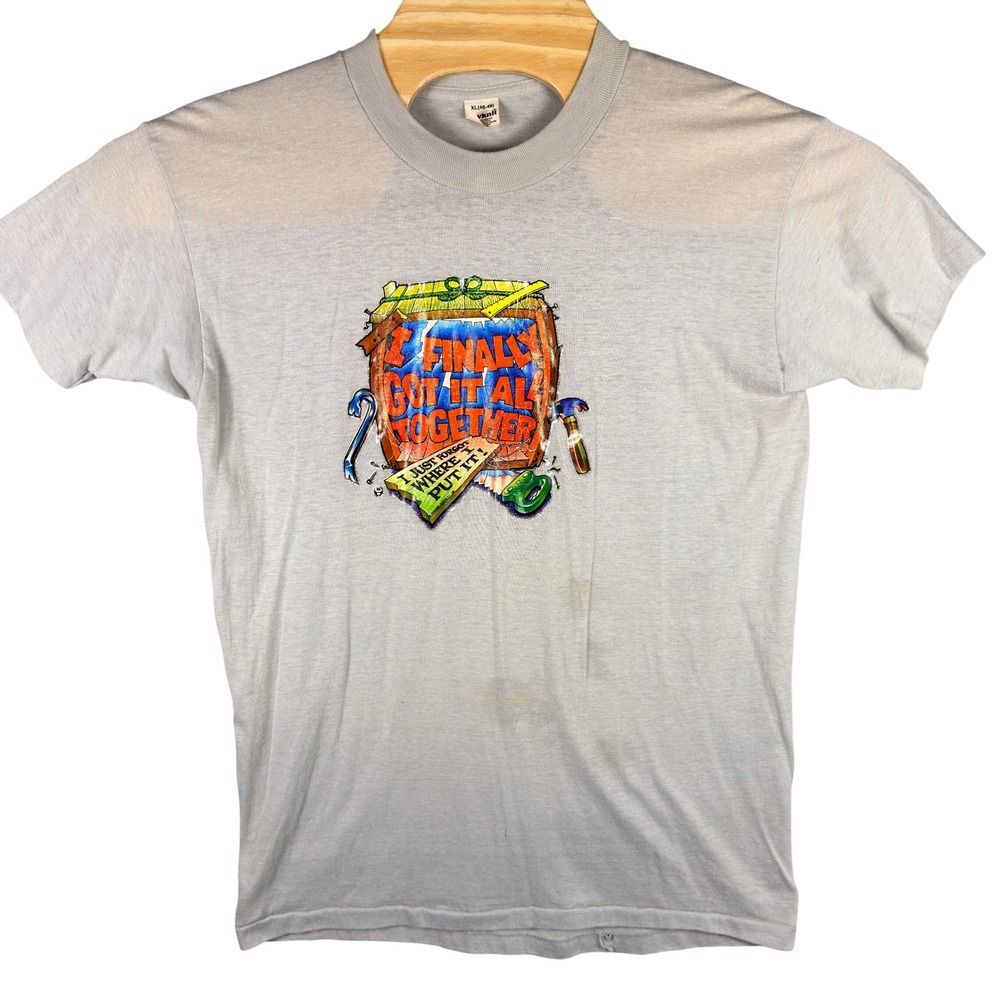 VINTAGE 80s I Finally Got It All Together T-Shirt Mens XL Gray Devknit Funny